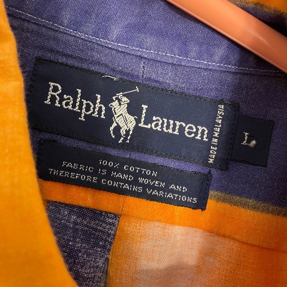 Ralph Lauren Polo Button Down, Orange and Purple, Retro. Large. - Picture 2 of 3